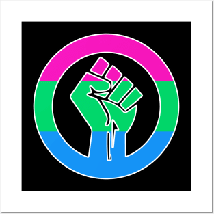 Black Lives Matter Fist Circled LGBTQ Flag Polysexual Posters and Art